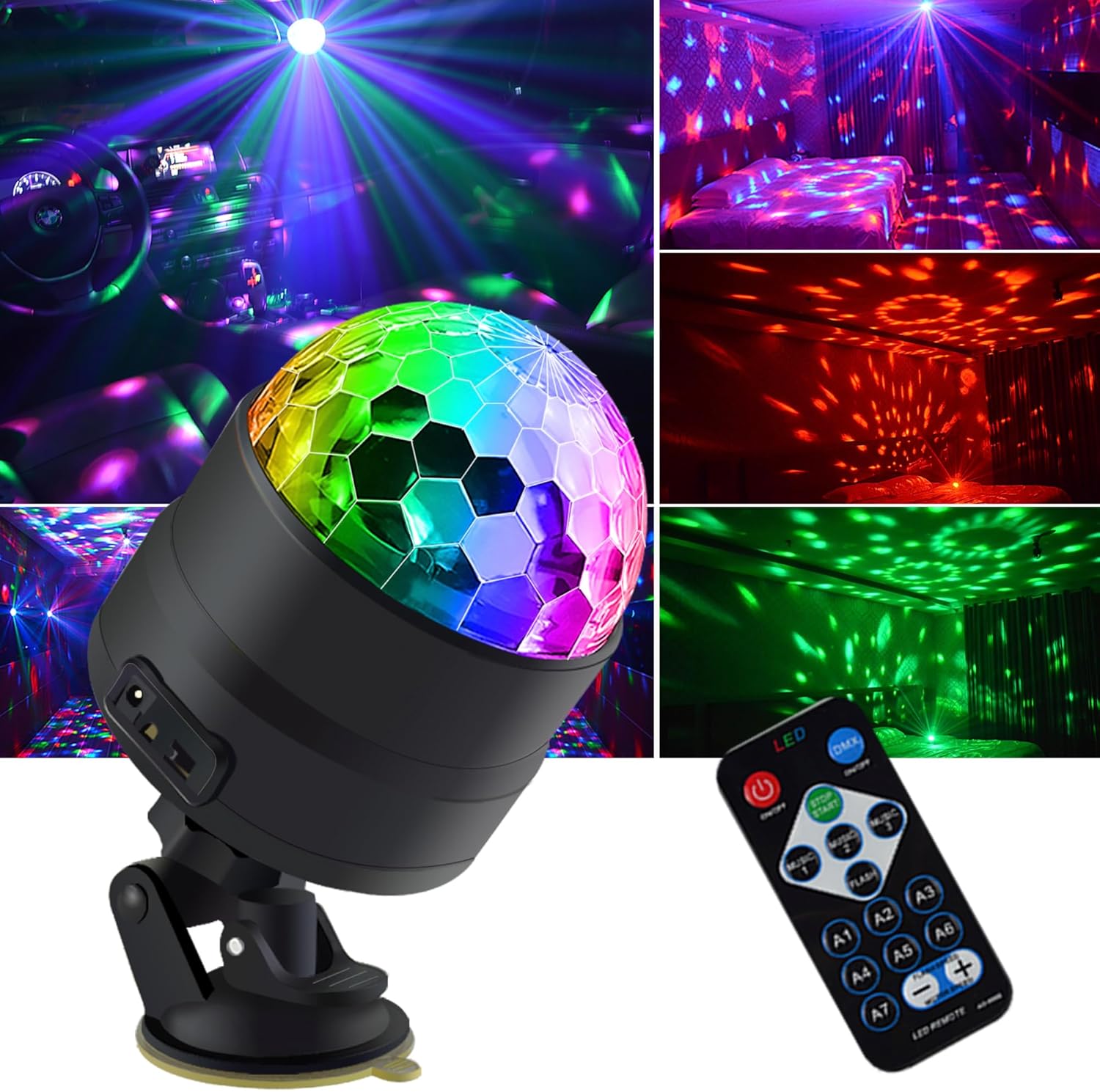 Disco Ball Light Party Lights dj Disco Lights, led Mini Colors Stage Light Sound Activated Automatic, Strobe Light Halloween Christmas Decoration Lights Happy Birthday Gift Wedding Club Show