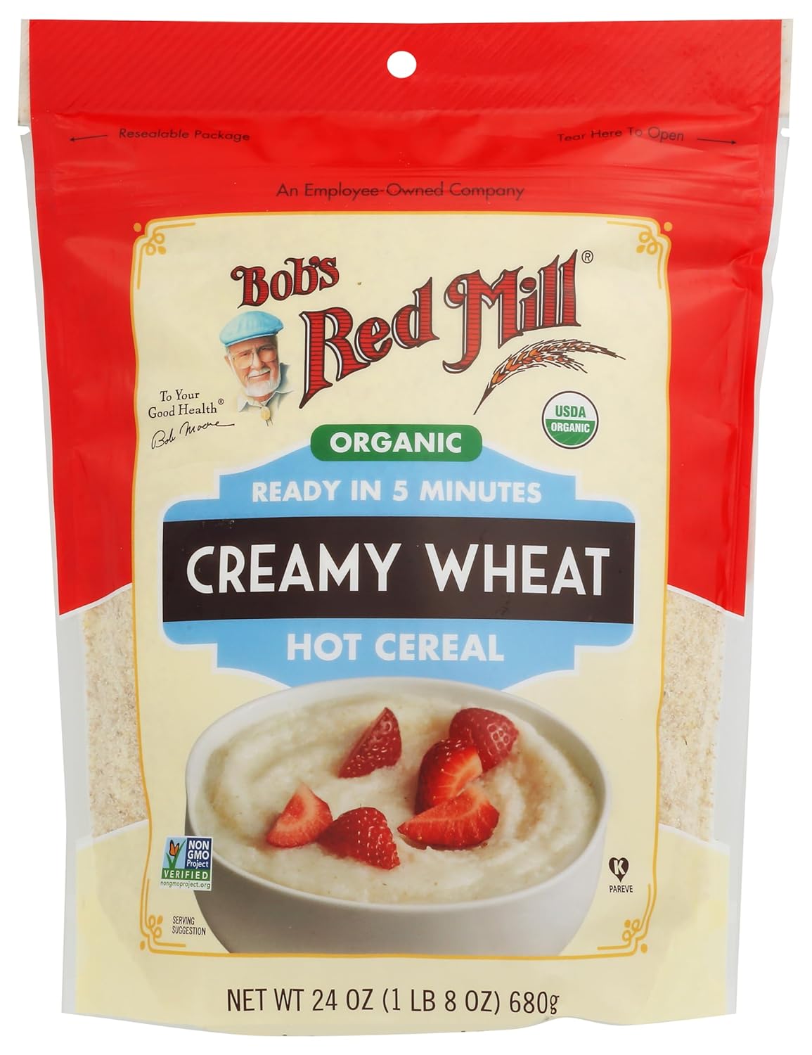 Bob's Red Mill Organic Creamy White Wheat Farina Hot Cereal, 24 Oz
