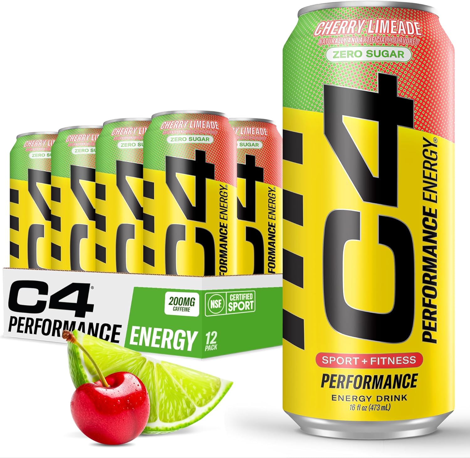 C4 Original Sugar Free Energy Drink 16oz (Pack of 12) | Cherry Limeade | Pre Workout Performance Drink with No Artificial Colors or Dyes