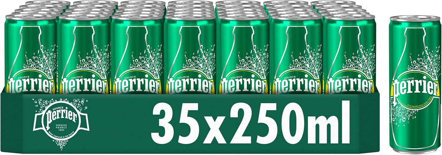 Perrier Sparkling Natural Mineral Water Cans 35x250ml
