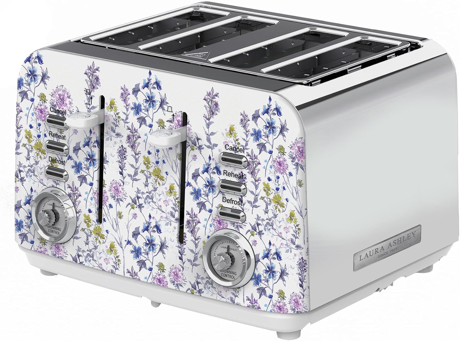 VQ Laura Ashley Stainless Steel 4 Slice Toaster Wild Meadow