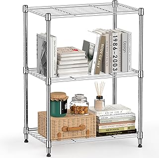 MZG Wire Storage Shelving 3-Tier Utility Shelving Unit Steel Organizer Wire Rack for Home,Kitchen,Office,Chrome(11.8" D x 17.7" W x 26.3" H)