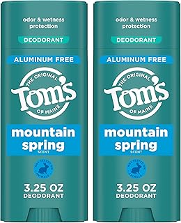 Tom’s of Maine Mountain Spring Natural Deodorant for Men and Women, Aluminum Free, 3.25 oz, 2-Pack