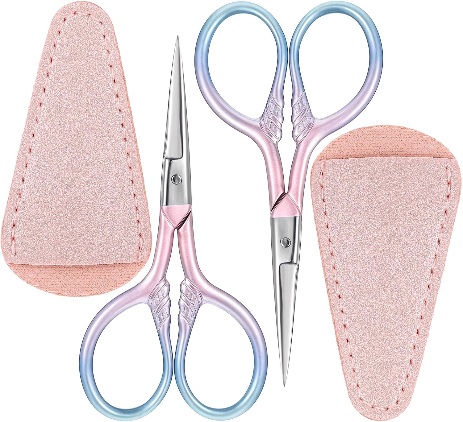 2Pcs Small Sewing Scissors Eyebrow Scissors for Women Sharp Embroidery Crochet Scissor Professional Grooming Yarn fabric Scissor Personal Care Beauty Tool for Facial Hair Moustache Needlework Art DIY