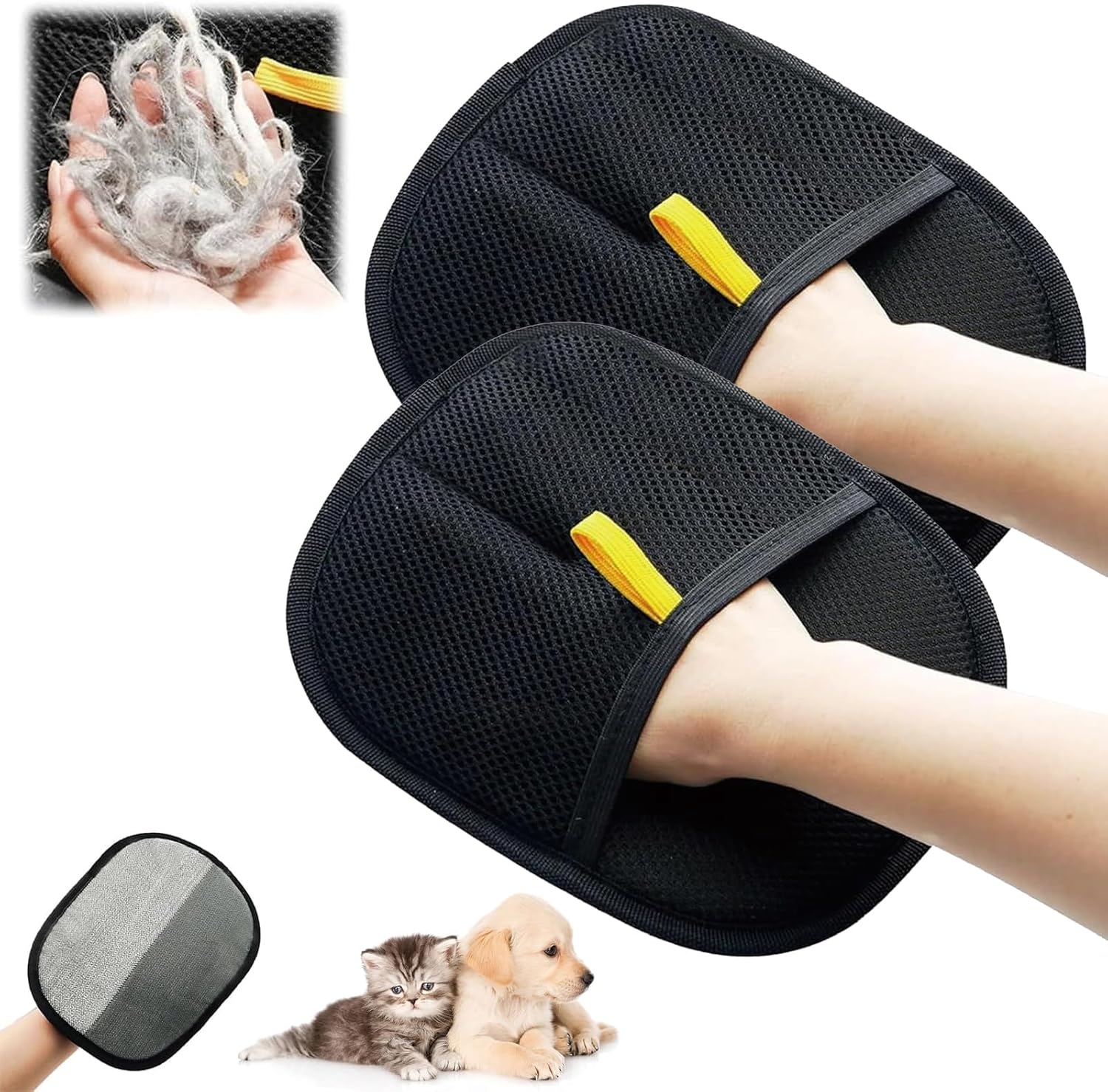 2PCS Dog Washing Gloves, Double Sided Static Removal Gloves Pet Hair, Dog Cat Grooming Glove, Hands on Pet Static Hair Removal Gloves, Reusable Pet Grooming Gloves for Washing, Grooming, Deshedding