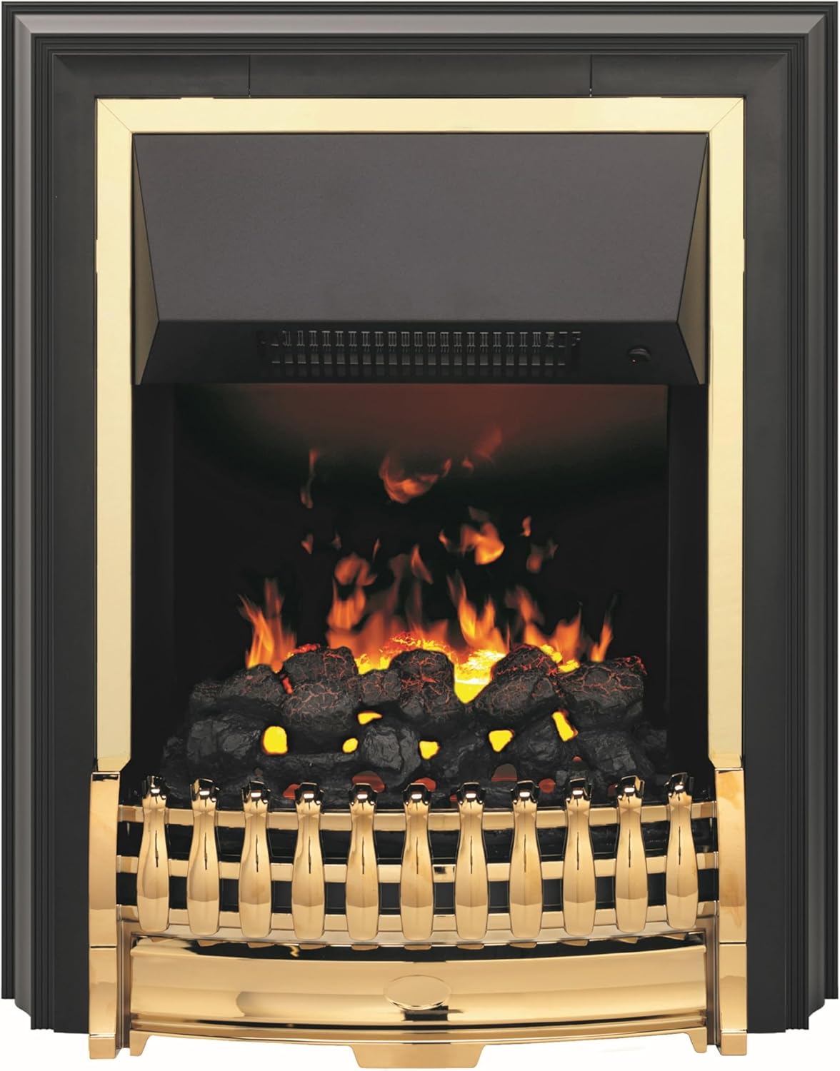 Dimplex Bramdean Optimyst Water Vapour Freestanding Electric Fire, Real Flame Effect, Brass Fireplace, Coal Fuel Bed, 1000W/2000W Fan Heater, Energy Efficient Flame Only, Thermostatic, Remote Control