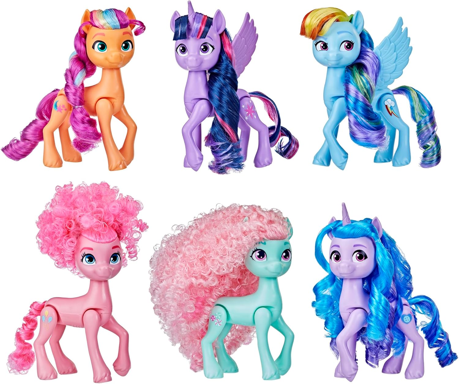 My Little Pony Dolls Rainbow Celebration, 6 Pony Figure Set, 5.5-Inch Dolls, Toys for 3 Year Old Girls and Boys, Unicorn Toys (Amazon Exclusive)