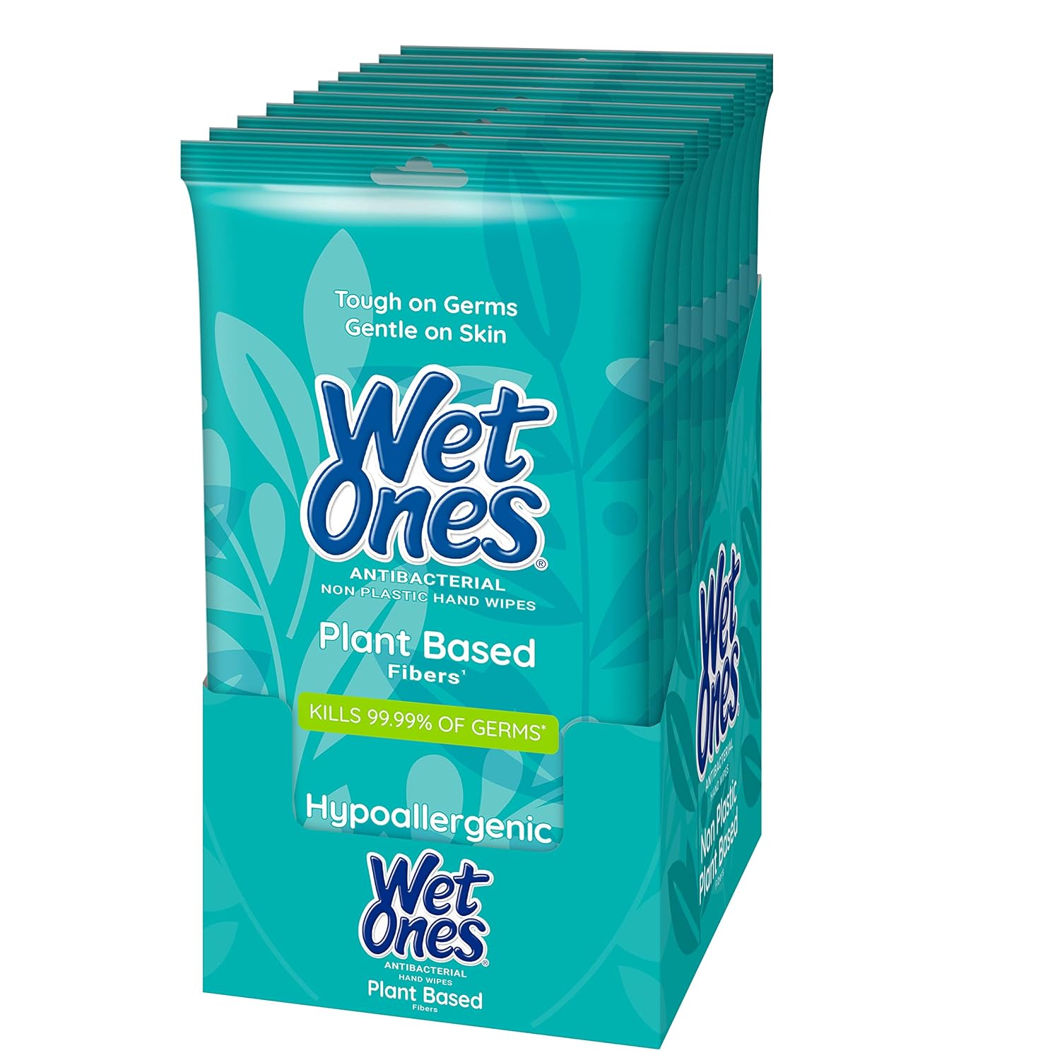 Wet Ones Antibacterial Hand Wipe, Travel Packs- Light Scent, Plant-Based, 20 Count (Pack of 10), 200 Wipes