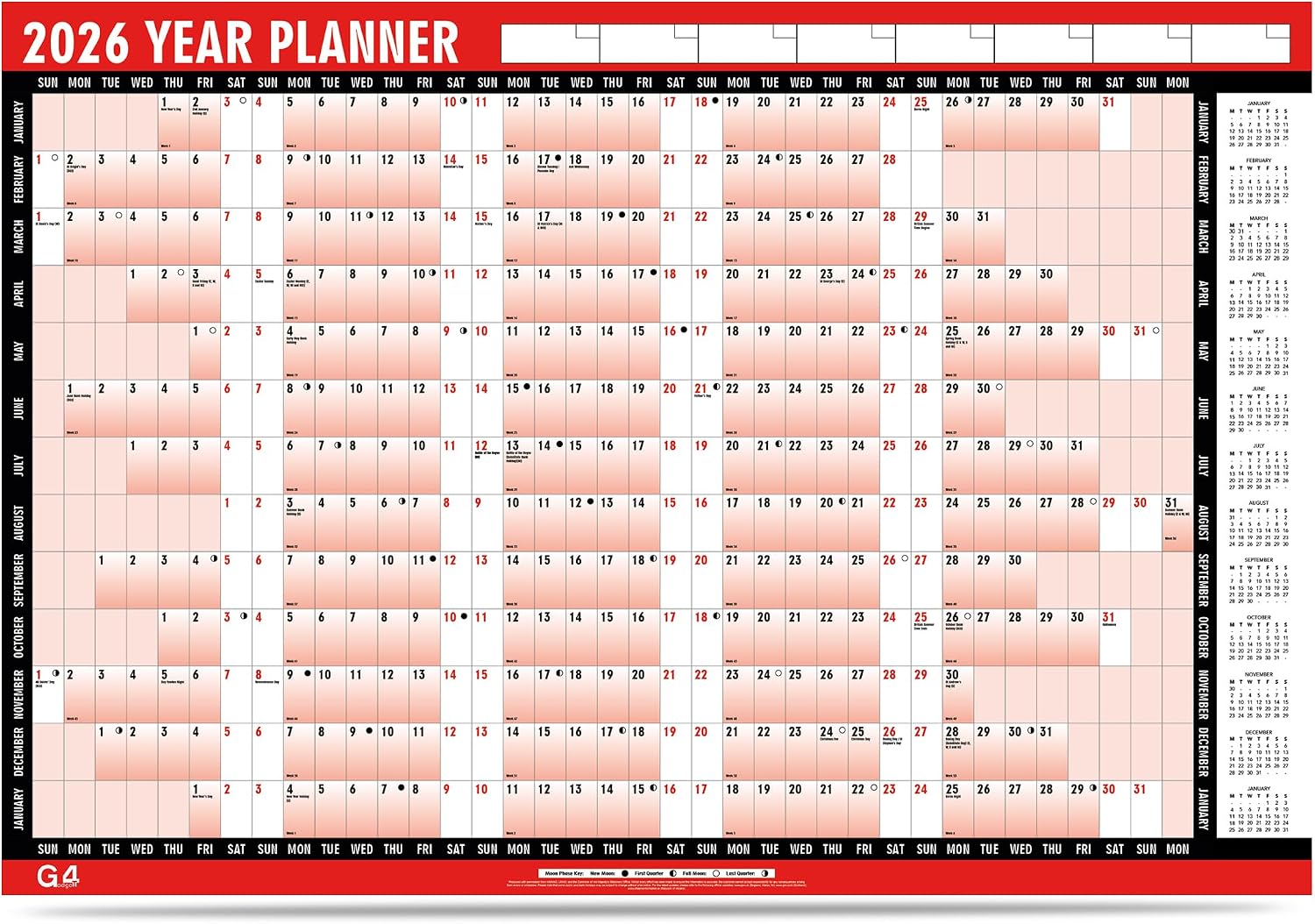 thumbnail image 2 of 2026 Tallon A1 Large Laminated Wall Planner - 85cm X 58cm With FREE Marker Pen 2 of 6