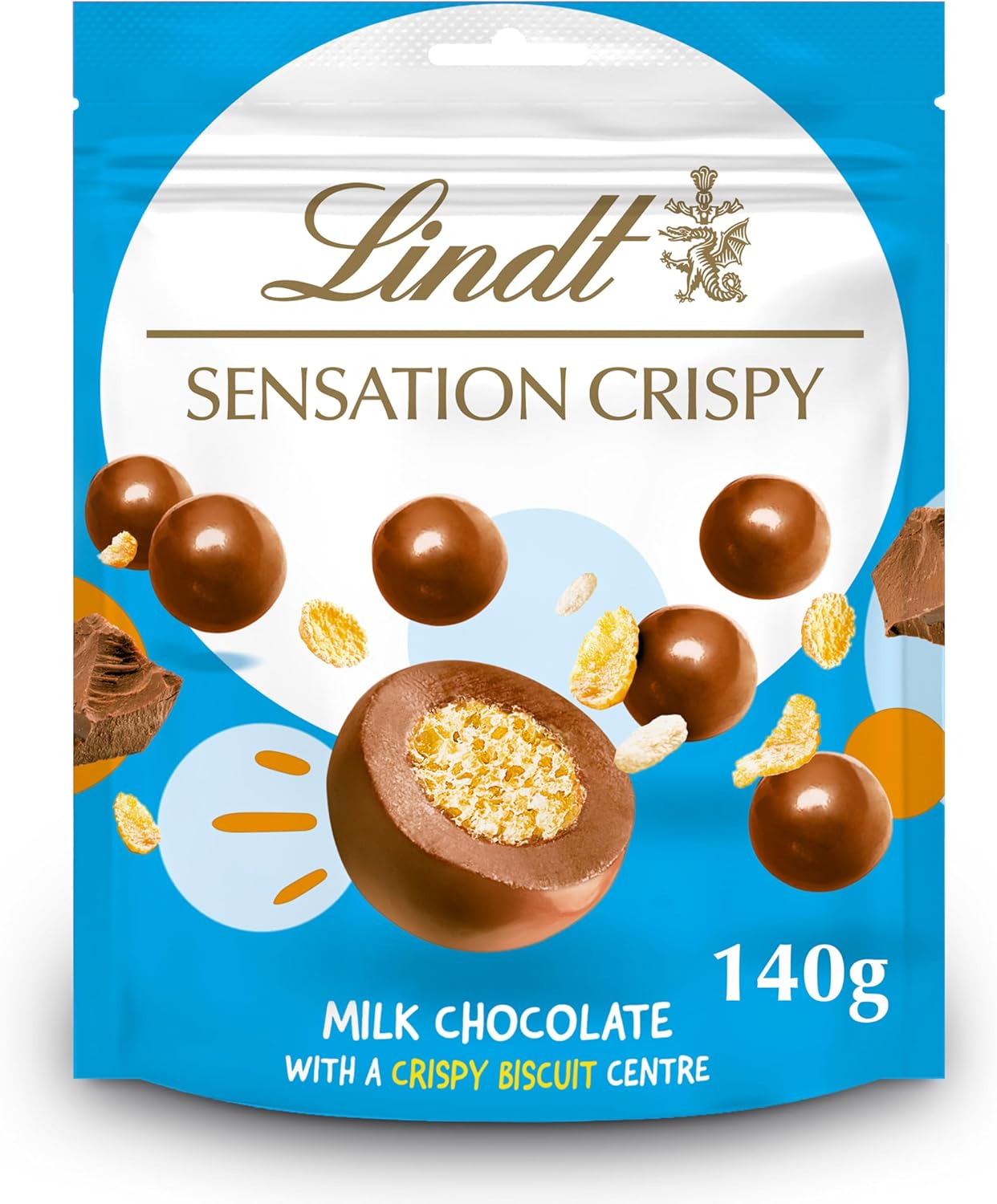 Lindt Crispy Sensation – 140g Milk Chocolate Crispy Centre Treats – Bite Sized Chocolate Snacks