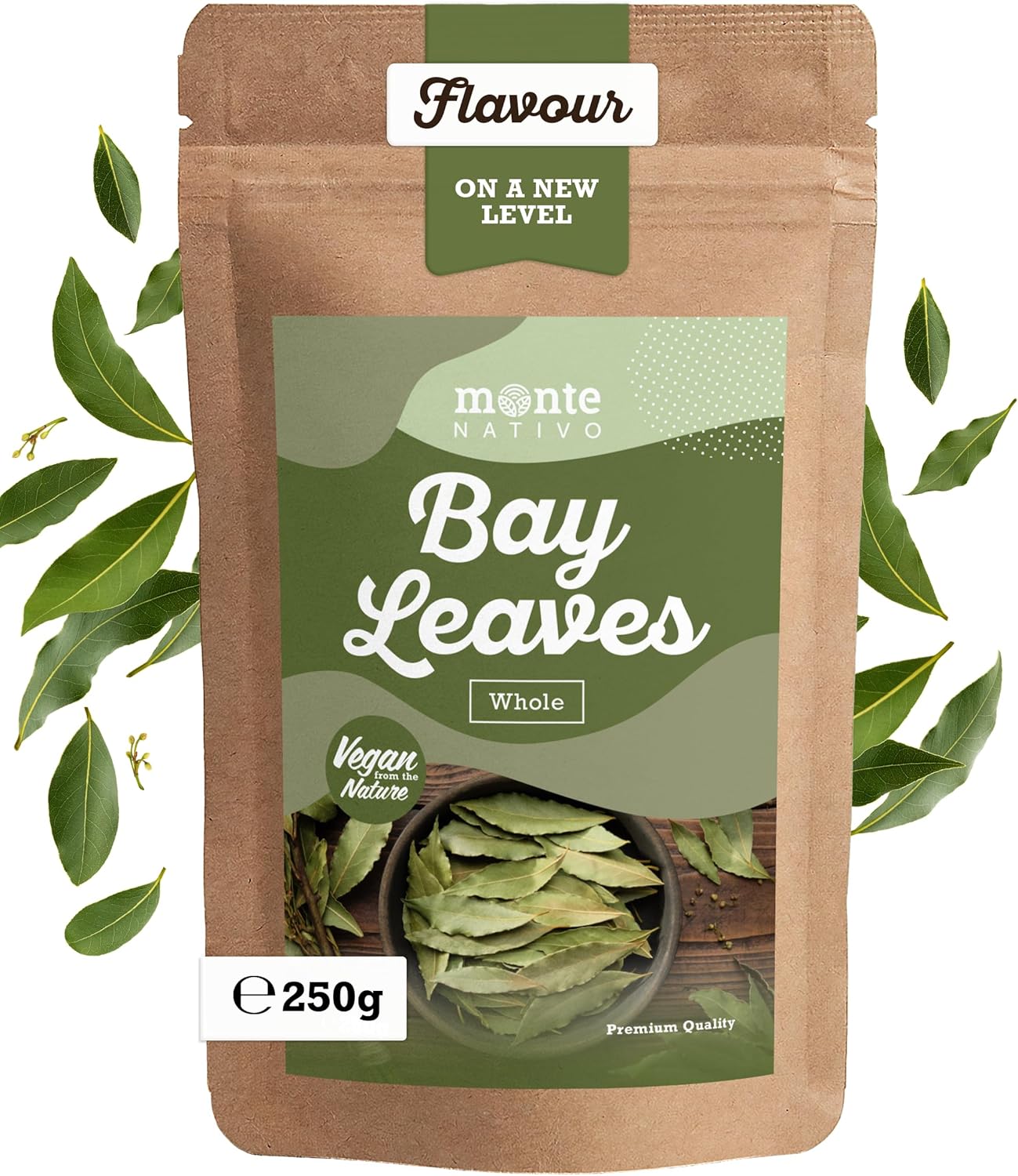 Bay Leaves Monte Nativo (250g) - Gently Dried Bay Leaf - Gently Dried and Aromatic Spices Ideal for Cooking and Seasoning