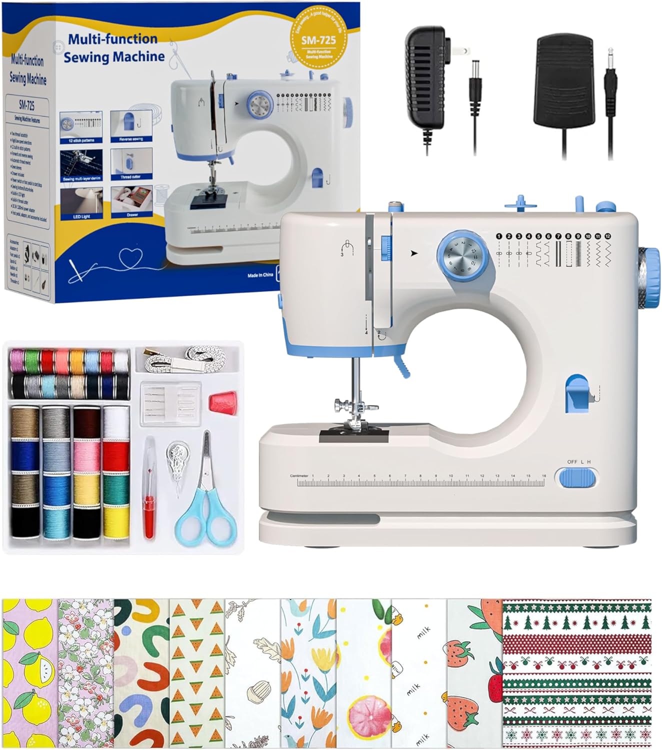 Portable Sewing Machine Ideal for Beginners, Adults, and、 - 12 Built - in Stitches, Basic Sewing Kit Included, 2 - Speed Foot Pedal, Perfect for Home Use (White)