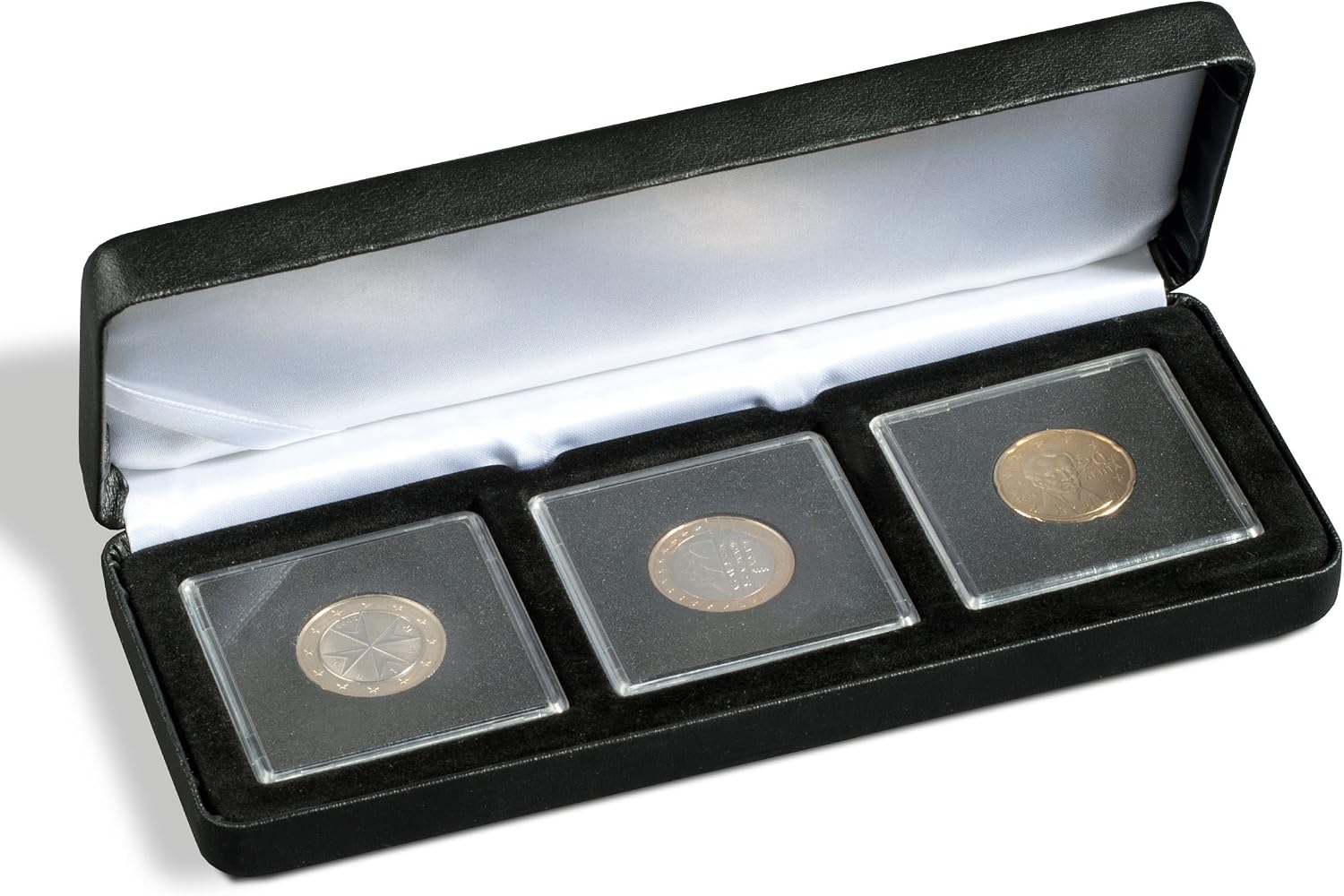 Leuchtturm 339264 Coin cases Nobile - square compartments for 3x Quadrum capsules coins - black