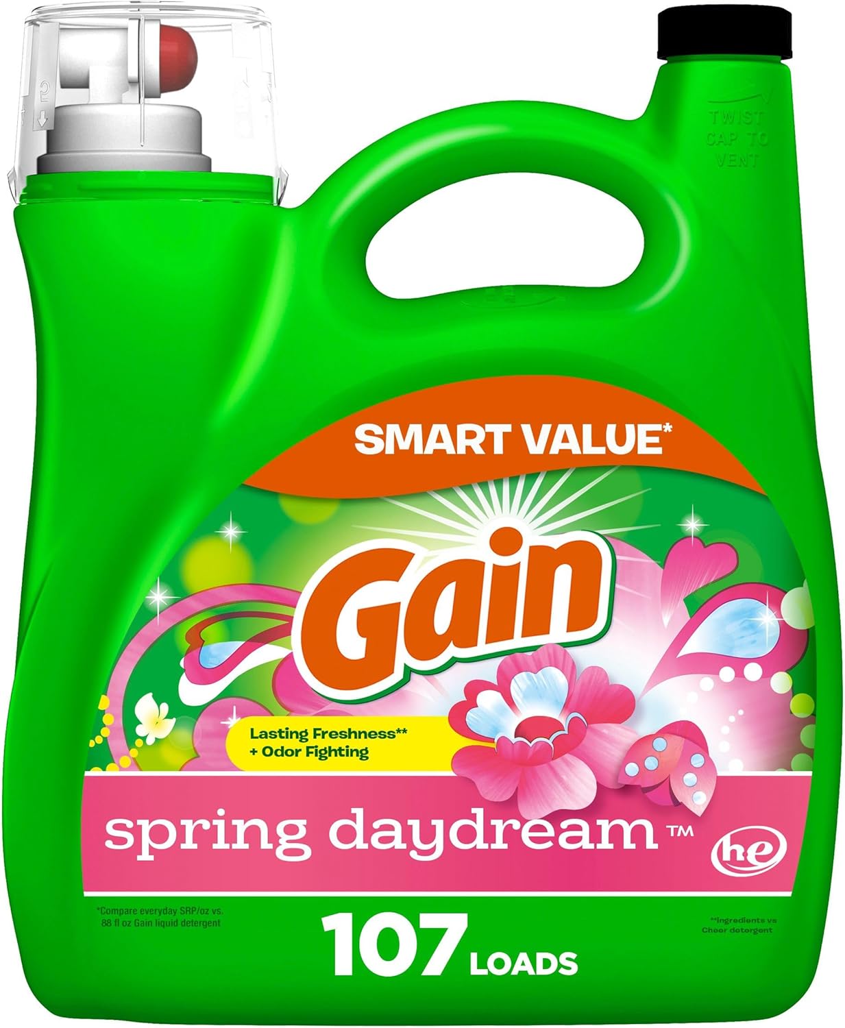 Gain + Aroma Boost Liquid Laundry Detergent Spring Daydream Scent 107 Loads 154 fl oz HE Compatible