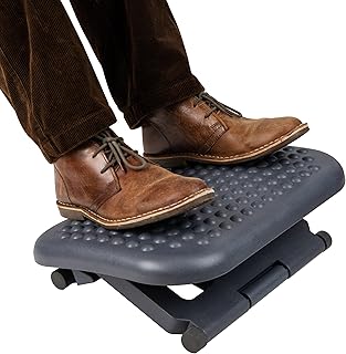 Mind Reader Foot Rest, Under Desk at Work, Ergonomic, Height Adjustable, Office, Plastic, 18" L x 13.5" W x 6.5" H, Black