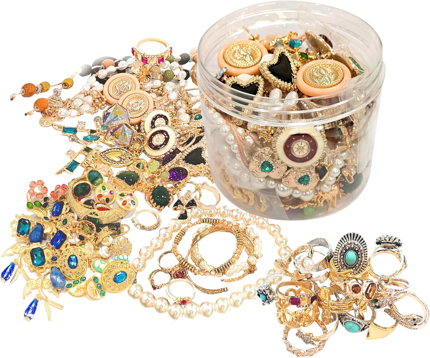 30 Piece Mystery Jewelry Jar - Random Mysterious Box, Multistyle Mystery Surprise Precious Stones, Birthday Gifts for Women, Jewelry Gift Set (Necklace, Earrings, Ring, Bracelet, Brooch)