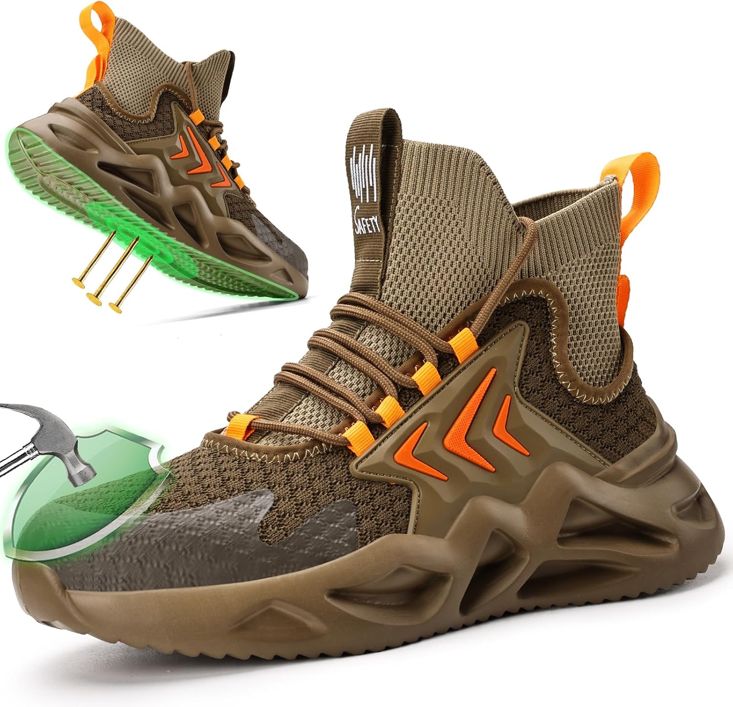 Steel Toe Shoes for Men Comfortable Work Shoes Safety Indestructible Puncture Proof Lightweight Steel Toe Sneakers Construction Work Utility Footwear Construction Industrial Sneakers