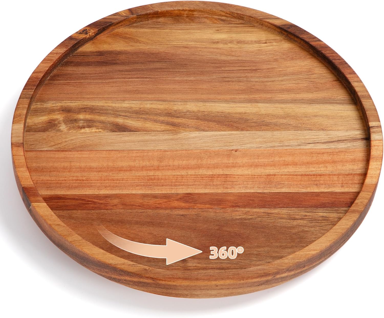 E-ROOM TREND Lazy Susan Turnable Cupboard Organiser | Acacia Wooden 360° Rotation Rustic Cake Serving Tray | Kitchen Spice Rack | for Cabinet Counter Birthday Party Afternoon Tea Baby Shower (WCS01R)