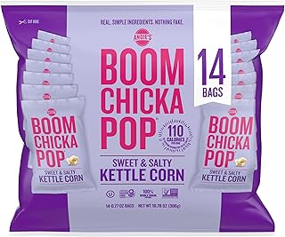 Angie's BOOMCHICKAPOP Sweet & Salty Kettle Corn Popcorn 14ct Multi-Pack, (14) .77 oz Individual Bags