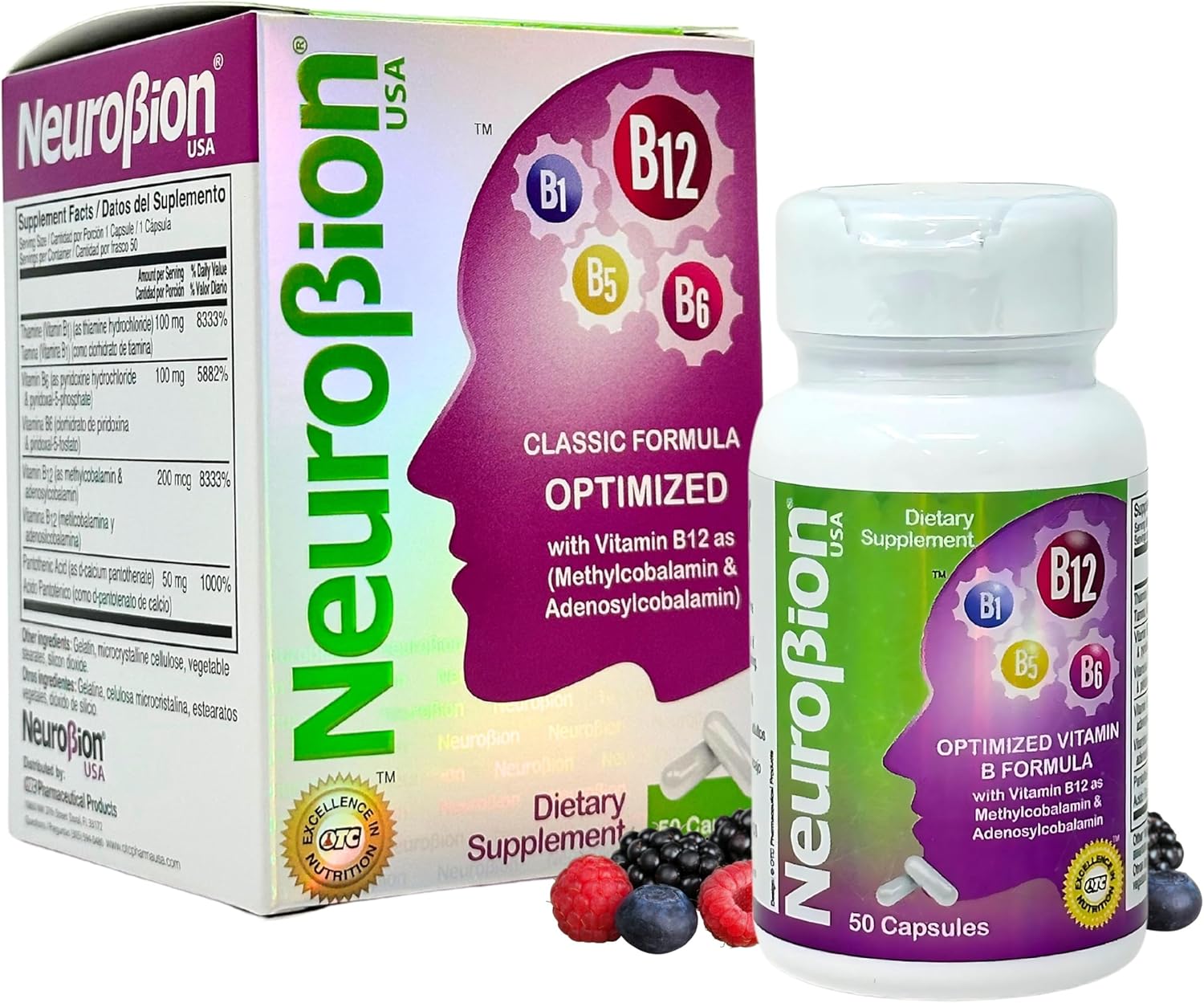 Neurobion Optimized Classic Formula B12 Methylcobalamin Dietary Supplement 50 Capsules