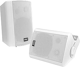 Pyle 6.5 Inch Wall Mount Waterproof Speaker System for Indoor or Outdoor Wireless Bluetooth Surround Sound System, White (2 Pack)