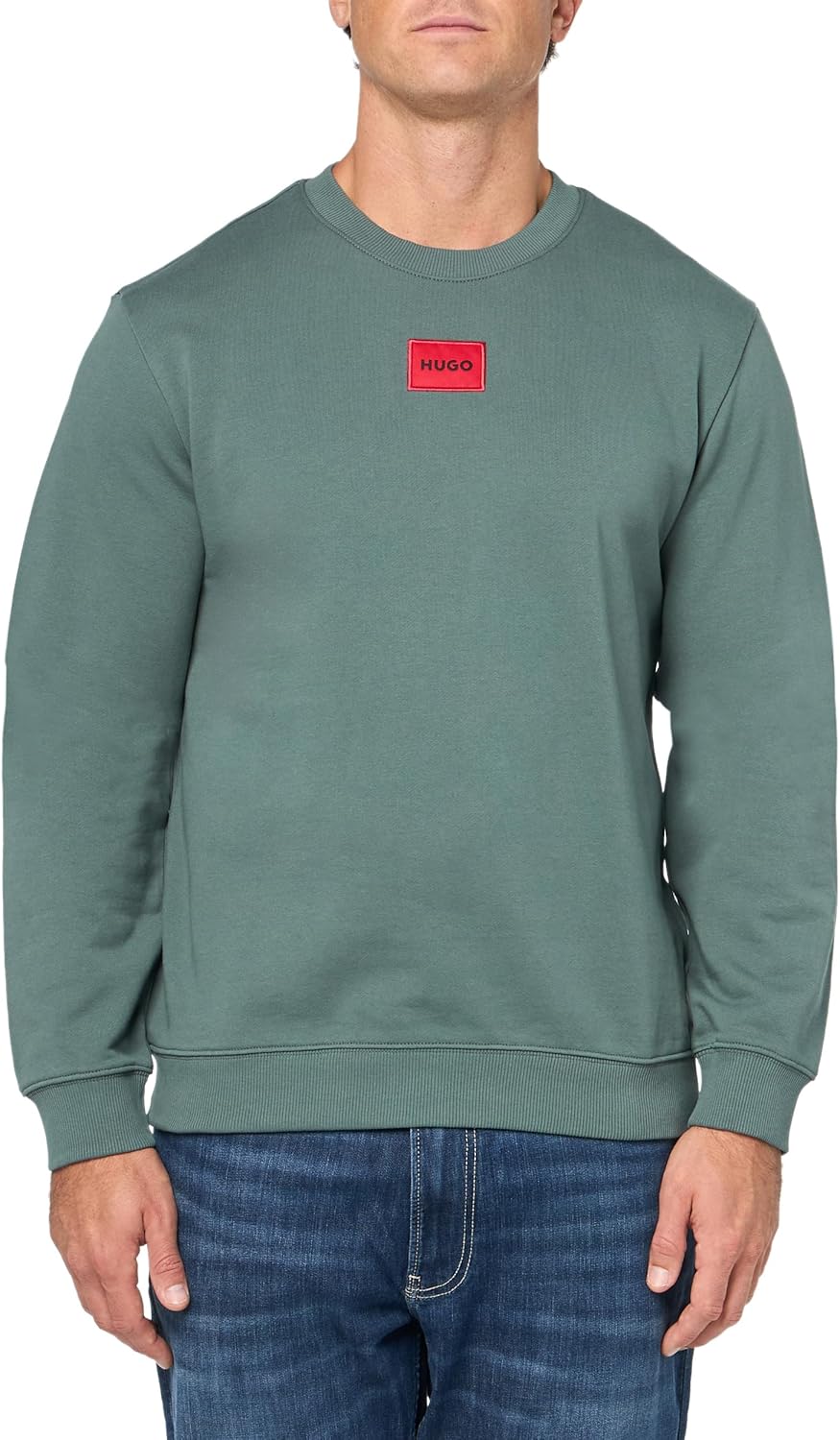 HUGO Men's Regular Fit Square Logo Jersey Sweatshirt