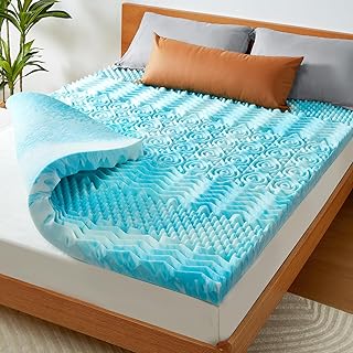 PERLECARE 2-Inch 7-Zone Full Memory Foam Mattress Topper, Cooling Gel Mattress Topper with Airflow Channels, CertiPUR-US Certified Cooling Mattress Topper for Body Pressure Relief