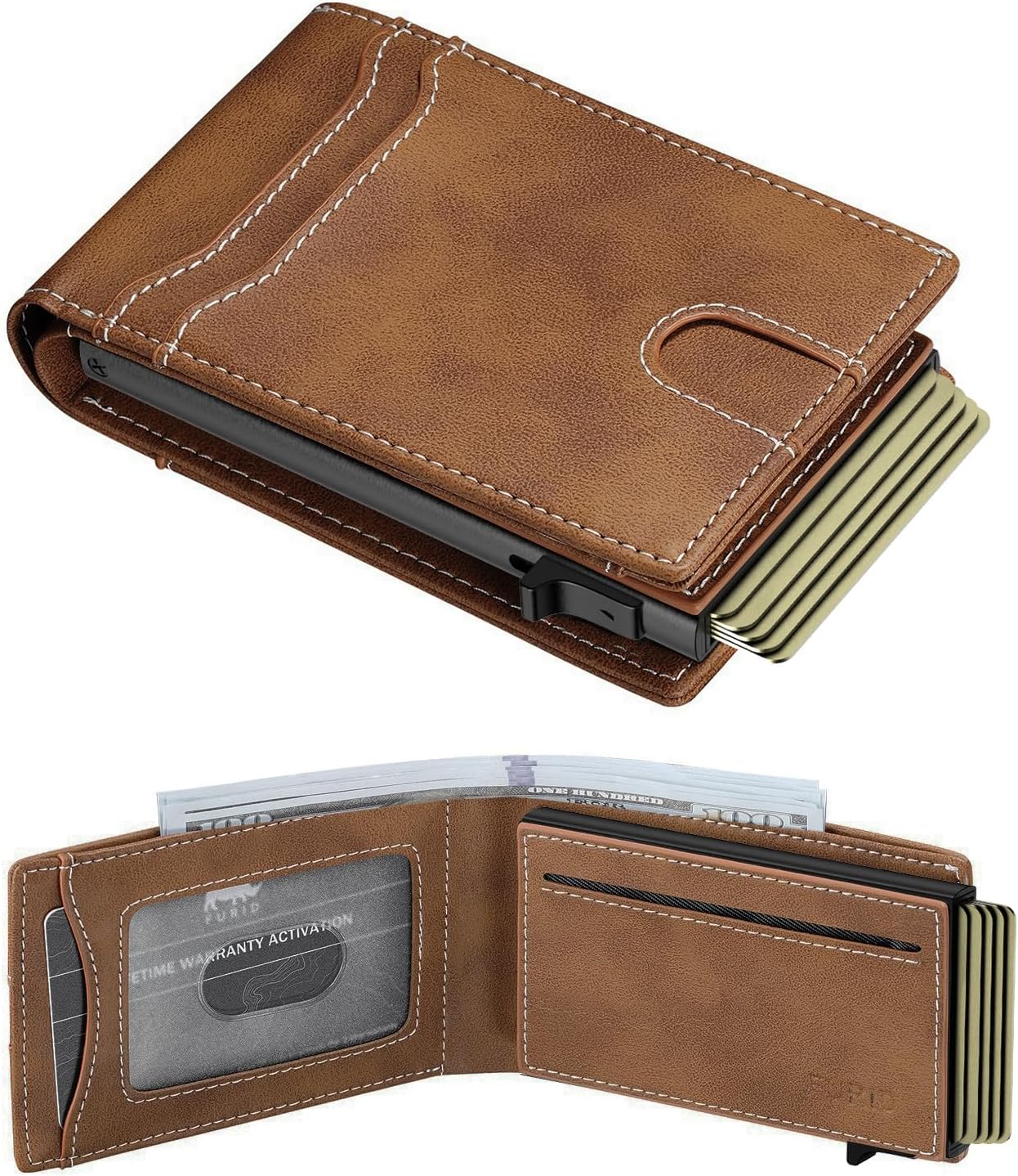 furid Card Wallet For Men Slim: Smart Rfid Minimalist Front Pocket Pop Up Wallet with ID Window - Gifts for Husband Father at Birthday Anniversary