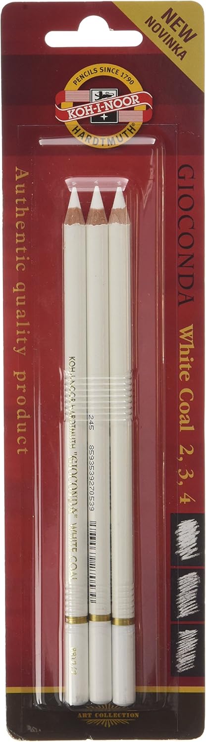 KOH-I-NOOR White Coal Pencils (Pack of 3)