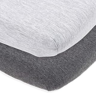 Cradle Sheets Fitted 18 x 36 – Compatible with Arms Reach Co Sleeper Clear Vue, Cambria, Mini Ezee Bassinets – Fits Without Bunching Mattress – Snuggly Soft Jersey Cotton – Heather Grey – 2 Pack