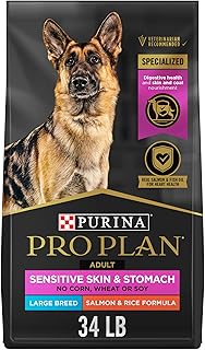 Purina Pro Plan Sensitive Skin and Stomach Dog Food Large Breed Salmon and Rice Formula - 34 lb. Bag