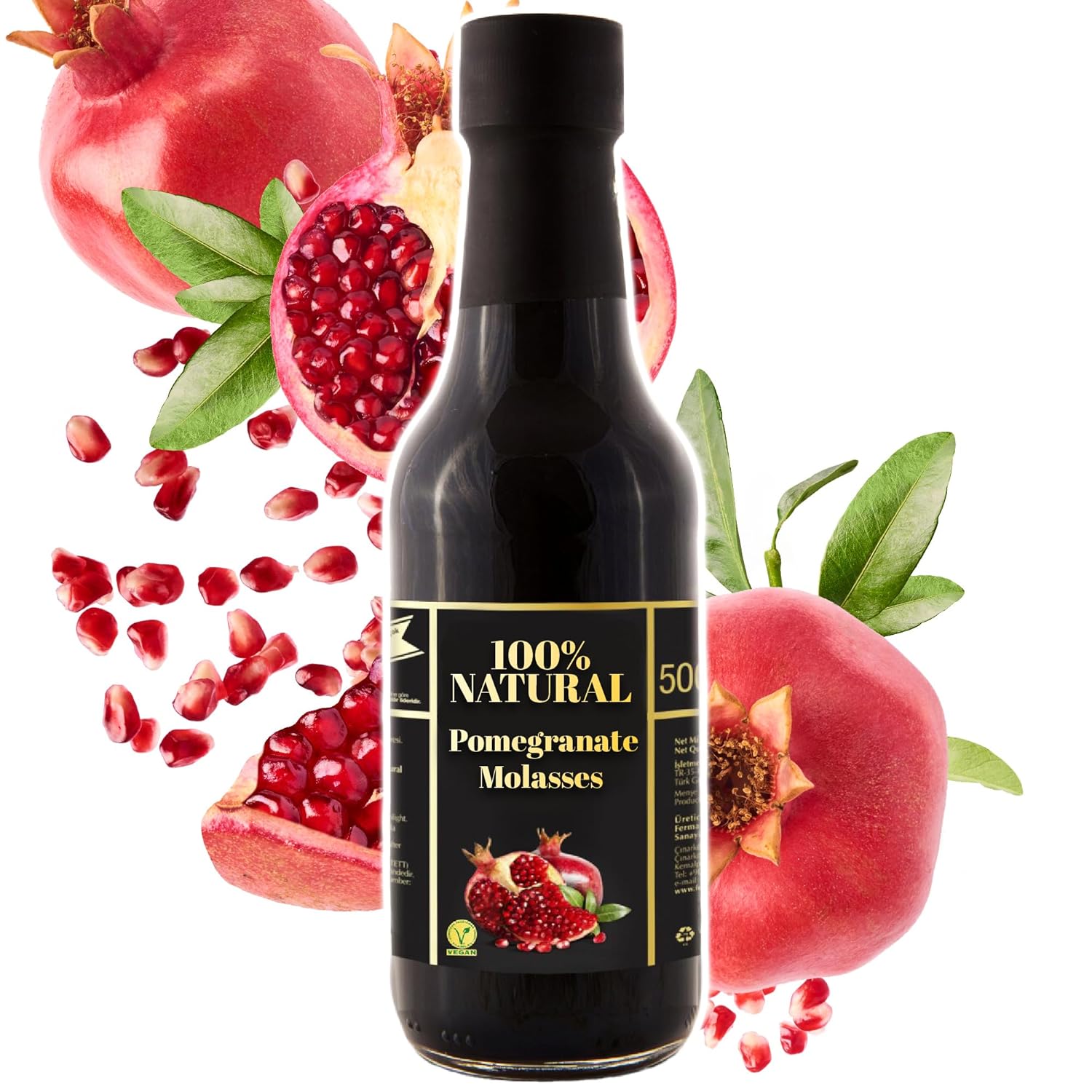 Pomegranate Molasses Syrup, 12 oz, 100% Natural Pomegranate Juice Paste from Turkey, No Added Sugar - Nar Eksisi, Gourmet Sauce for Cooking for Food & Drinks