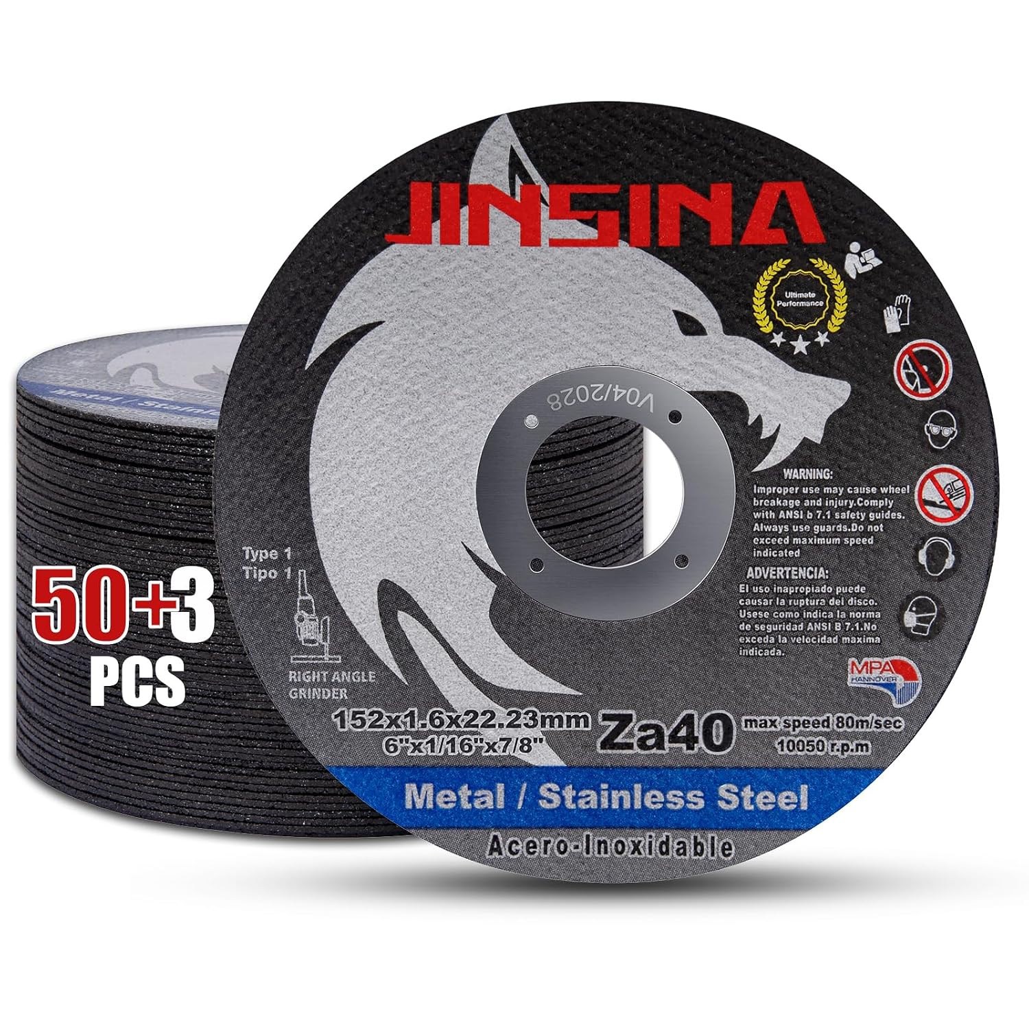 6" Cut Off Wheels 53PCS, Metal and Stainless Steel Cutting Wheel | Fast Cutting Disc for Angle Grinder (6 x 1/16 x 7/8inch) 50+3pcs