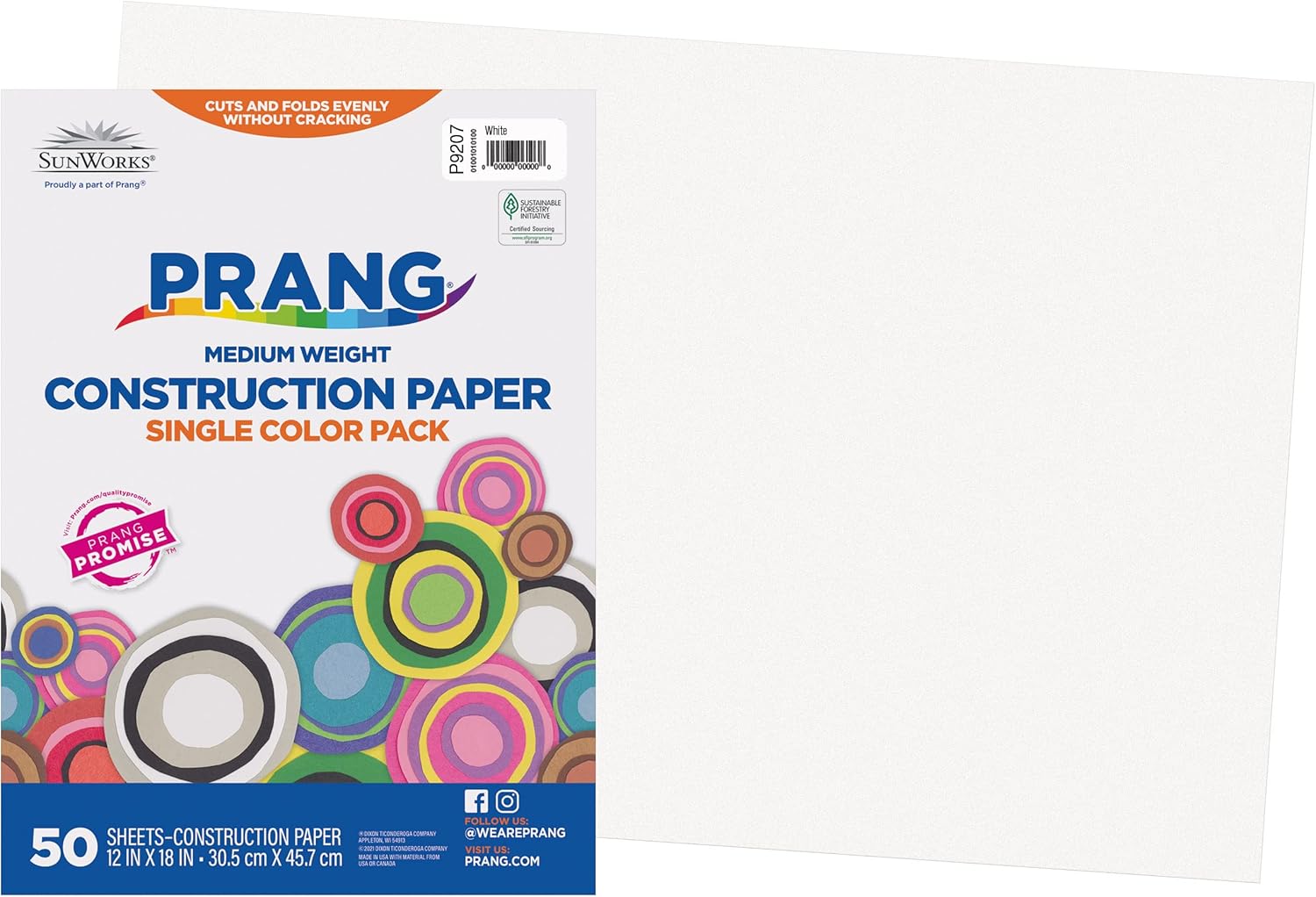 Prang (Formerly SunWorks) Construction Paper, White, 12" x 18", 50 Sheets