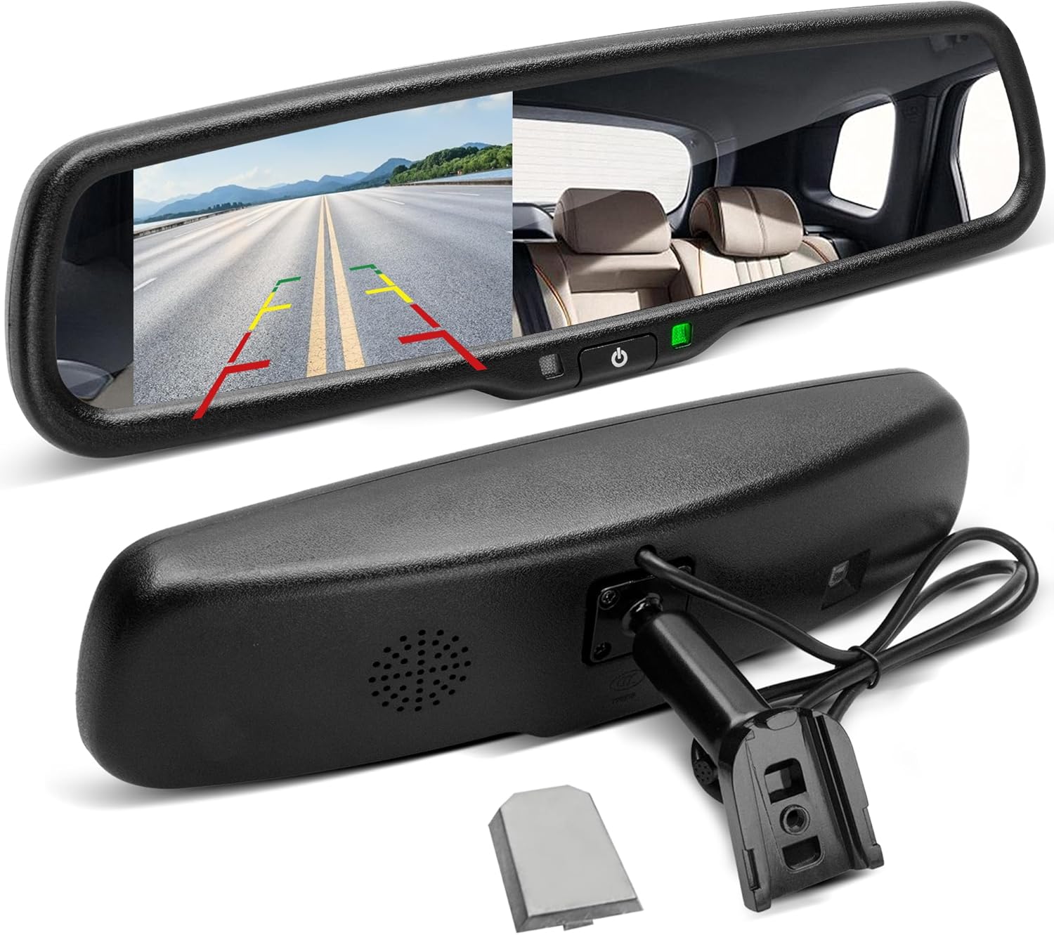 EWAY 4.3" LCD Rearview Mirror Screen OEM Look for Ford F150/250/350 2004-2015, Toyota Tacoma Corolla 2008-2014, Jeep Wrangler 2007-2018 Rear View Mirror Monitor Display with RCA for Backup Camera