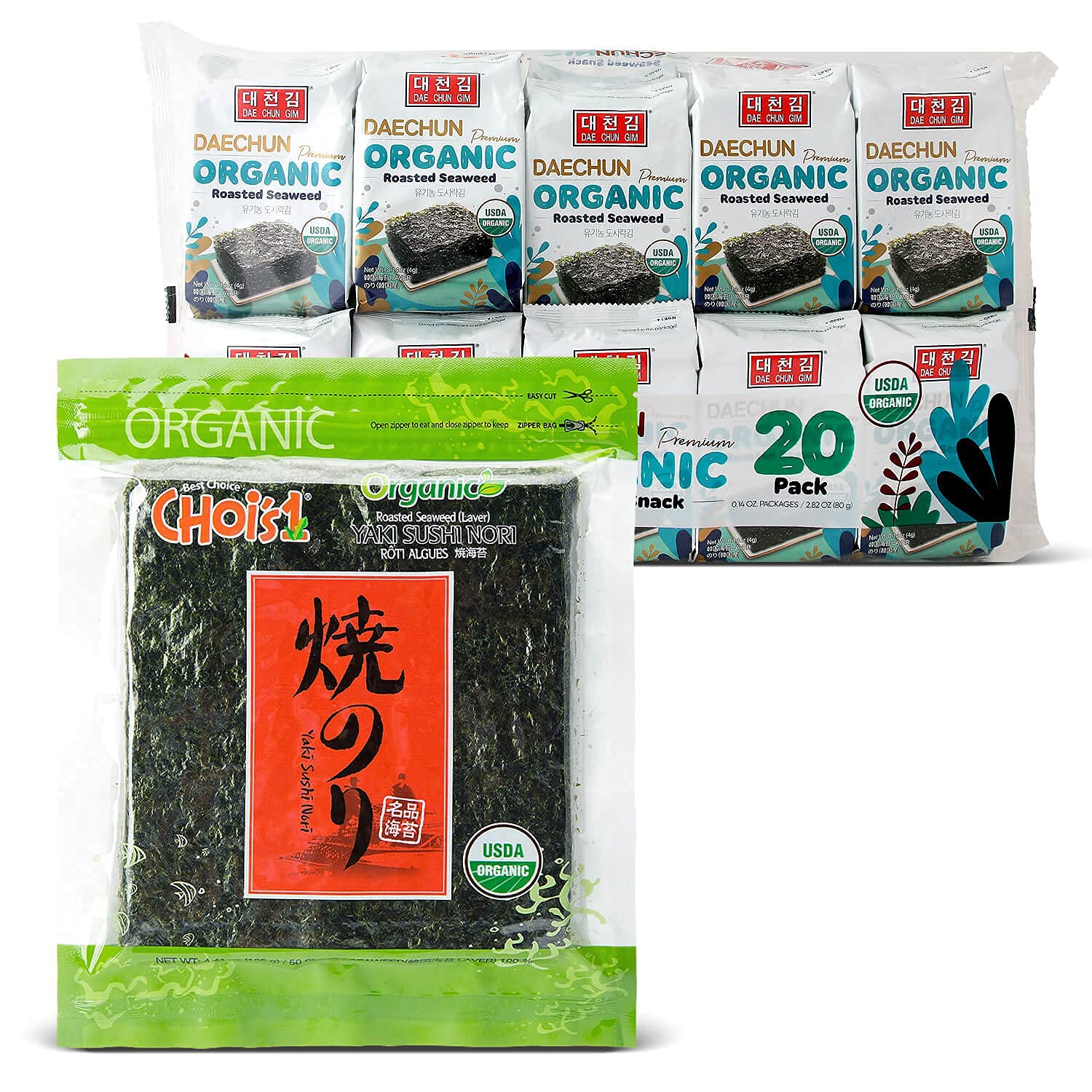 DAECHUN(Choi's1) Organic Roasted Seaweed(GIM) & Organic Seaweed Snack With Discount Price