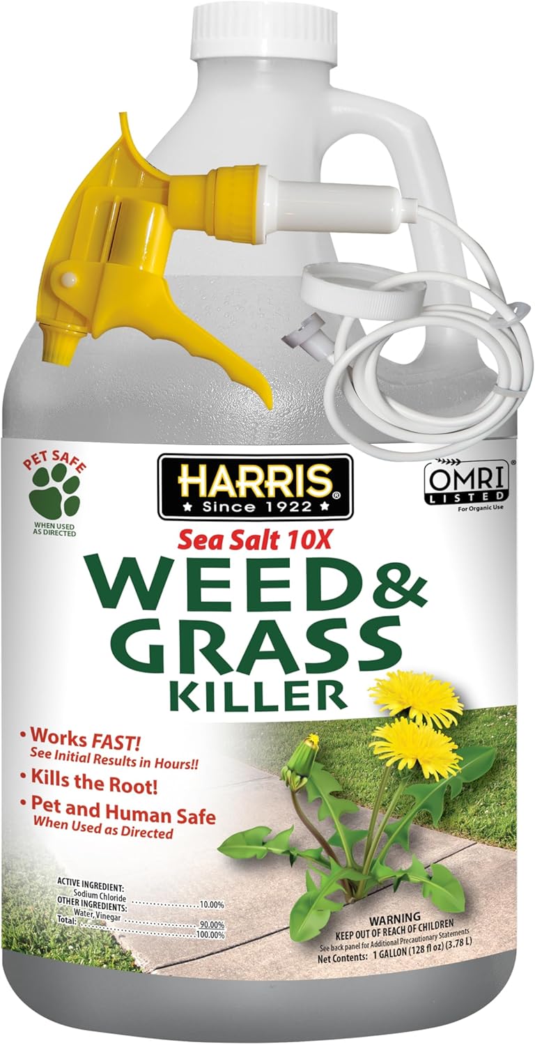 Harris 10X Sea Salt Grass Killer, Pet Safe, Kills to The Root with Spray Trigger, 128oz