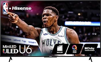 Hisense U6 Series 55U6N 55 Inches ULED 4K Smart TV | Mini-LED | QLED | 600 Nits | Motion Rate 240 | Dolby Vision HDR 10+ | Dolby Atmos | Full Array Local Dimming | Voice Control | Google TV