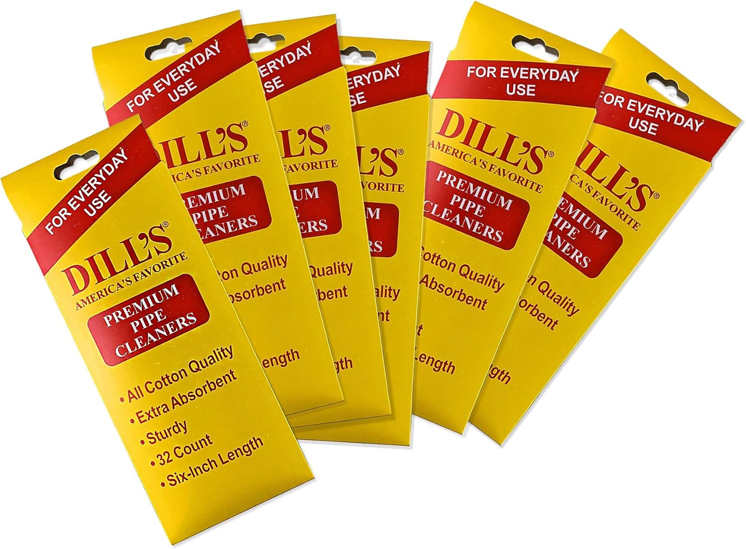 Dill's Tobacco Pipe Cleaner (6 Pack) - 6 Inch Cotton Pipe Cleaners for Daily Use