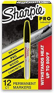 SHARPIE Industrial Permanent Markers, Fine Point, Black, Box of 12