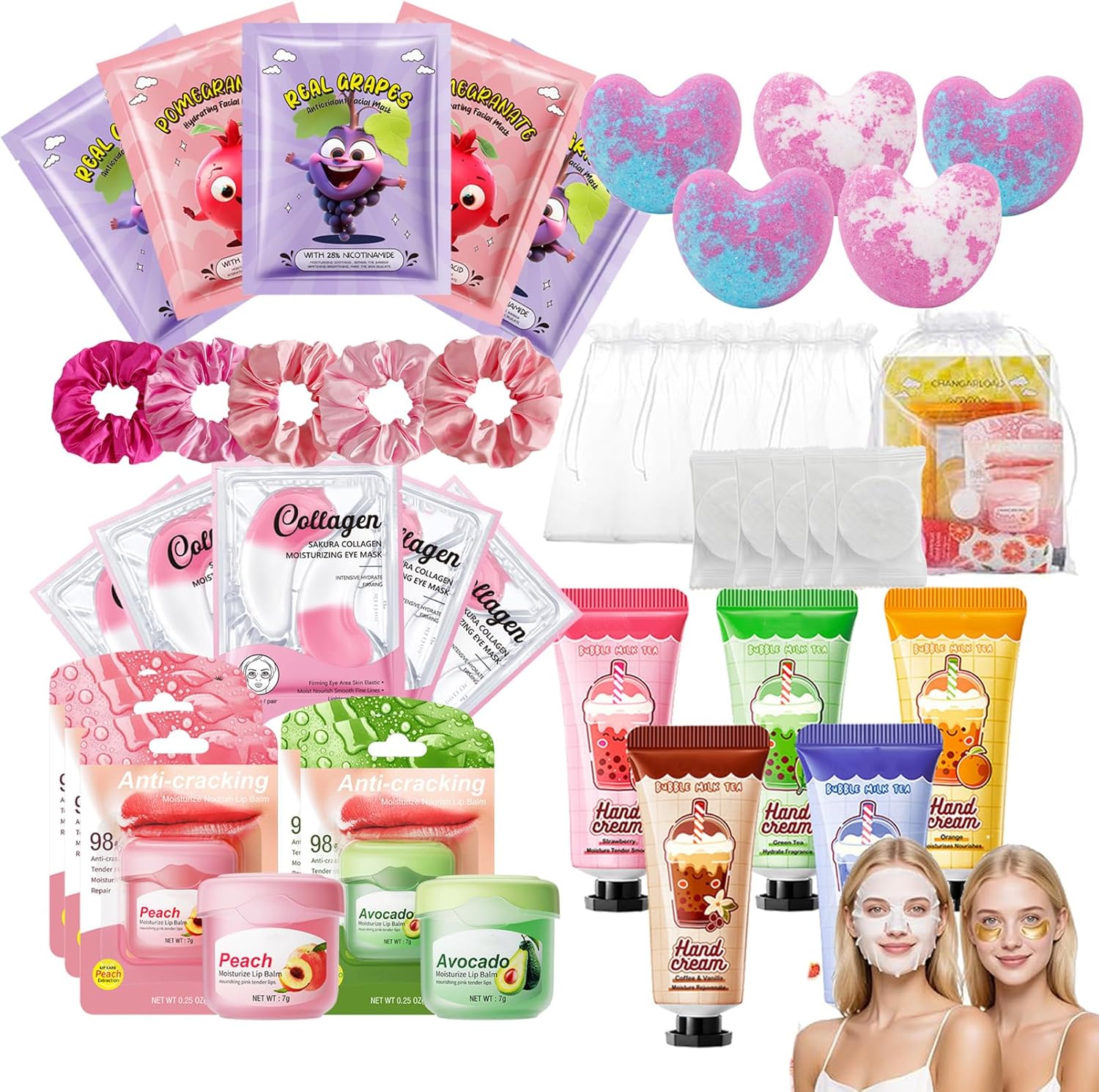 Sleepover Kit,Sleepover Party Supplies For Girls,40pcs/5 Set Pamper SPA Party Supplies With Facial Masks Skincare,Eye Patches Hand Cream,Lip Balm,Foot Bath Bombs,Gift for Sleepovers and Birthdays