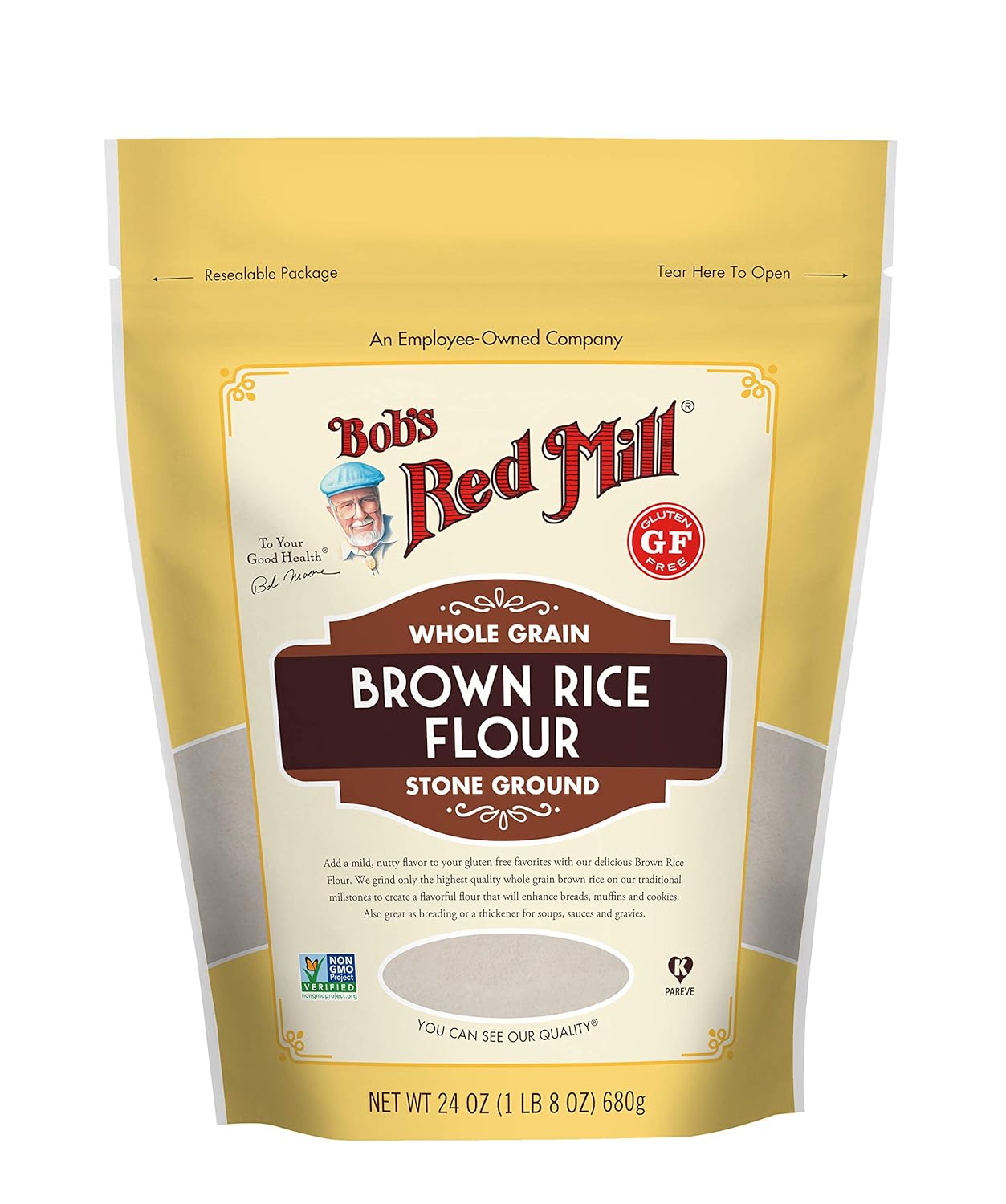 Bob's Red Mill Brown Rice Flour, 24oz (Pack of 1) - Non GMO, Whole Grain, Vegan, Kosher
