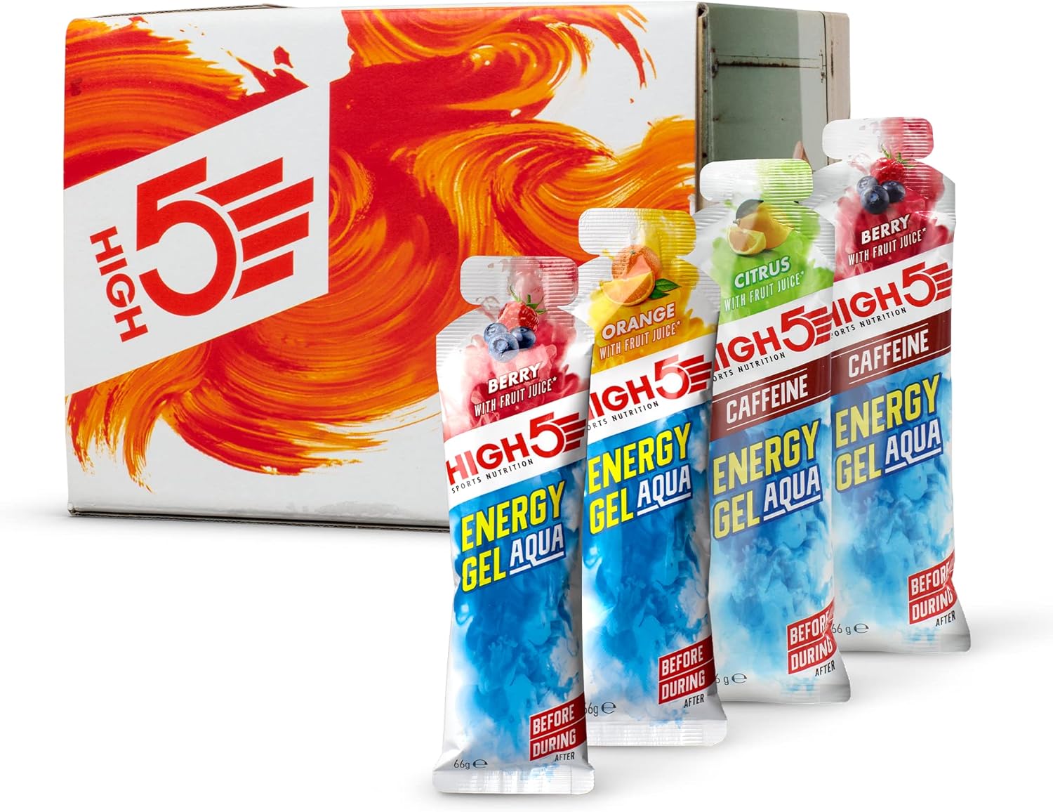 HIGH5 Energy Gel Aqua - Quick Release Sports Gels to Power Muscles for Peak Performance - Natural Fruit Juice - On The Go Energy Boost for Running, Cycling and Endurance (Mixed, 15 x 66g)