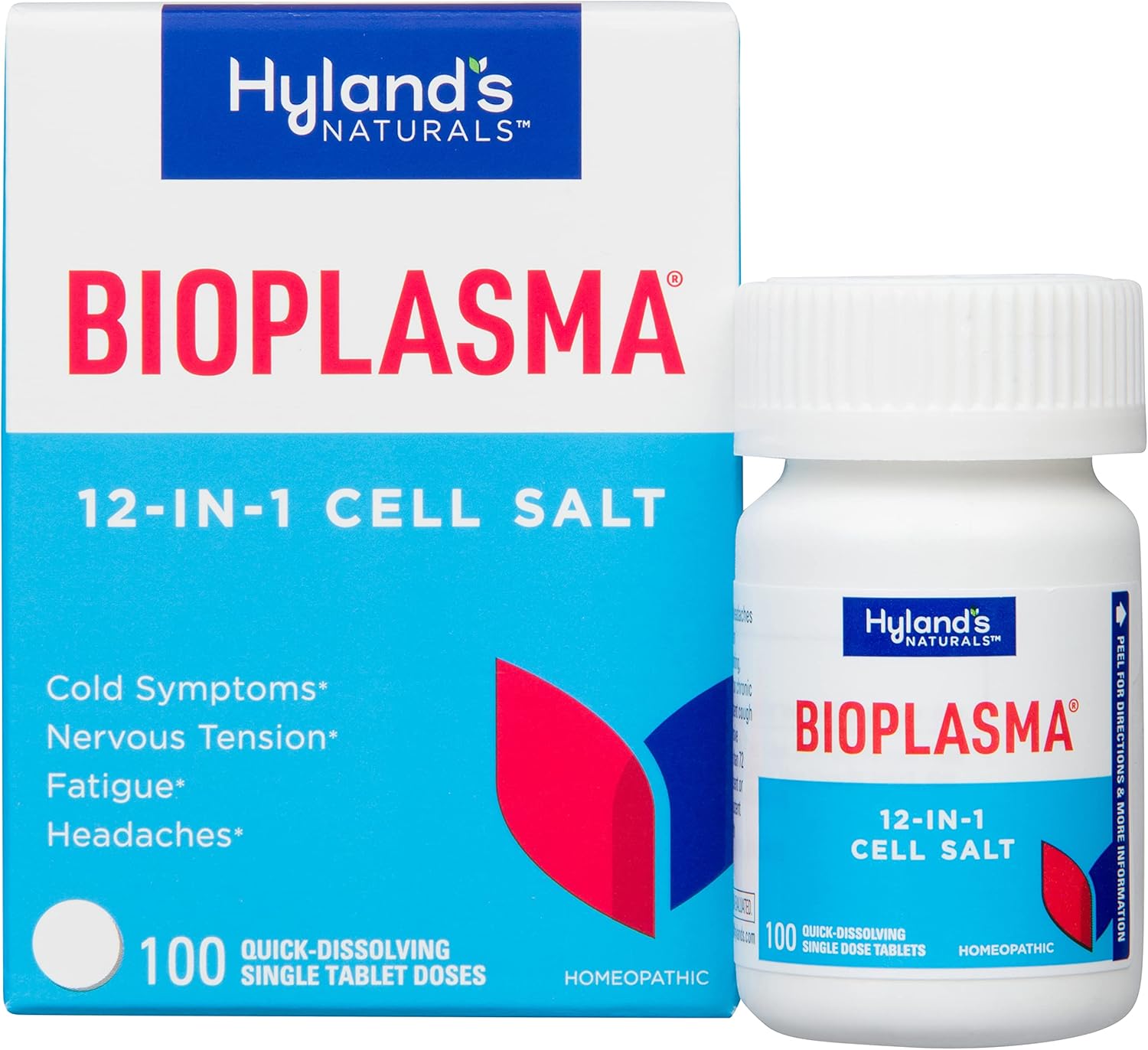 Hyland's Bioplasma Cell Salts Tablets, Natural Homeopathic Combination of Cell Salts Vital to Cellular Function, For Cold Symptoms, Nervous Tension, Fatigue and Headaches, 100 Count