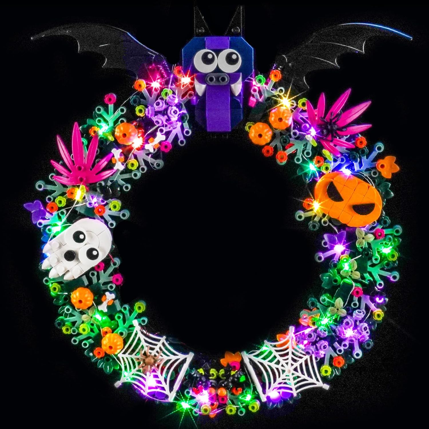 LocoLee Led Light Set Compatible with Lego 40825 Halloween Wreath Led Decoration Lighting Kit Compatible with Lego 40825 Building Blocks Model,Only Lights Set,No Model (Flashing Light)