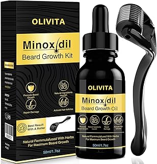 5% Minoxidil Beard and Hair Growth Serum Kit For Men, With Biotin & Caffeine, Promotes Stronger, Thicker, Fuller Growth, Unscented, 1.7oz