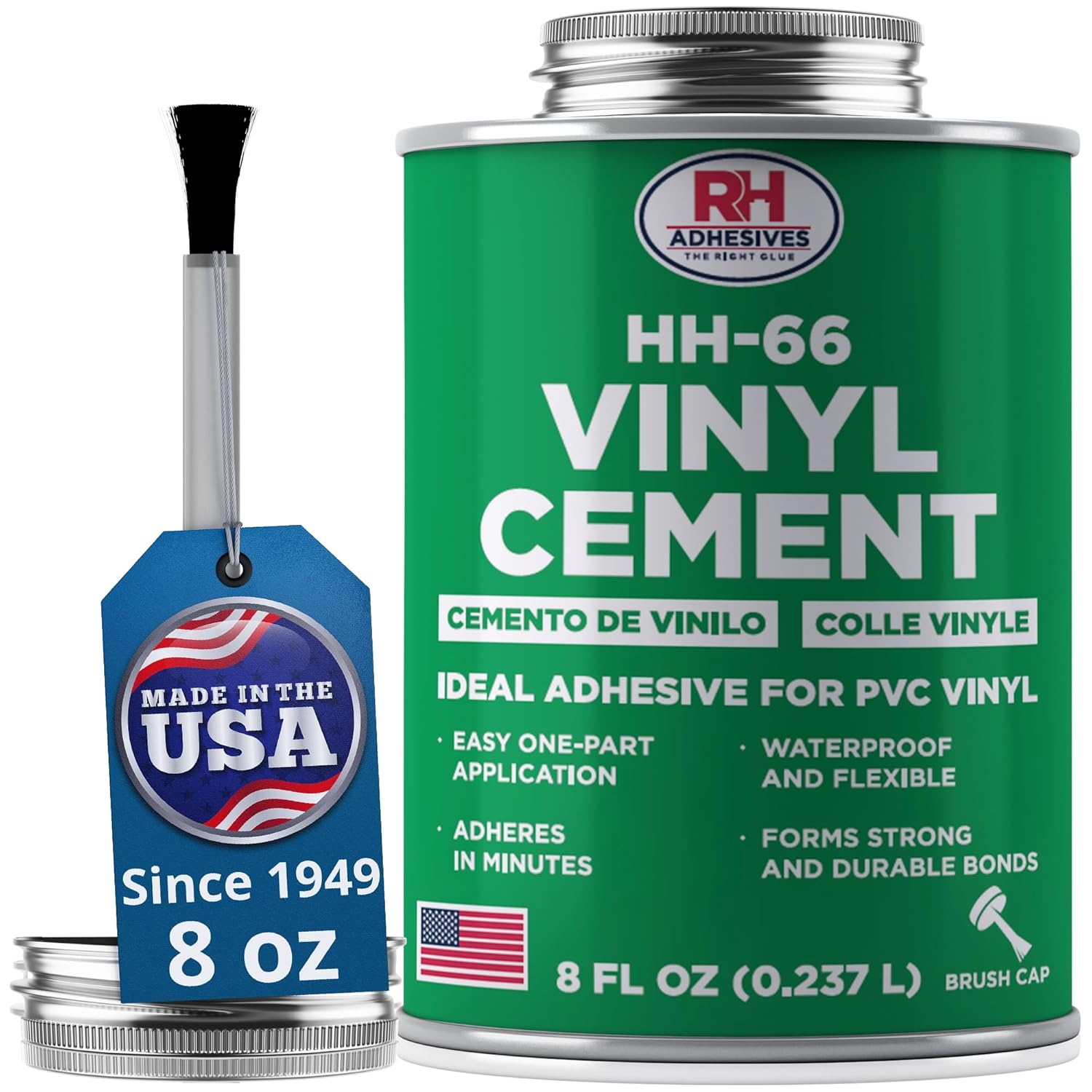 HH-66 Vinyl Cement, 8 oz. can - Vinyl Adhesive, Cement Glue, Inflatables, Waterproof, High Strength, RH Adhesives