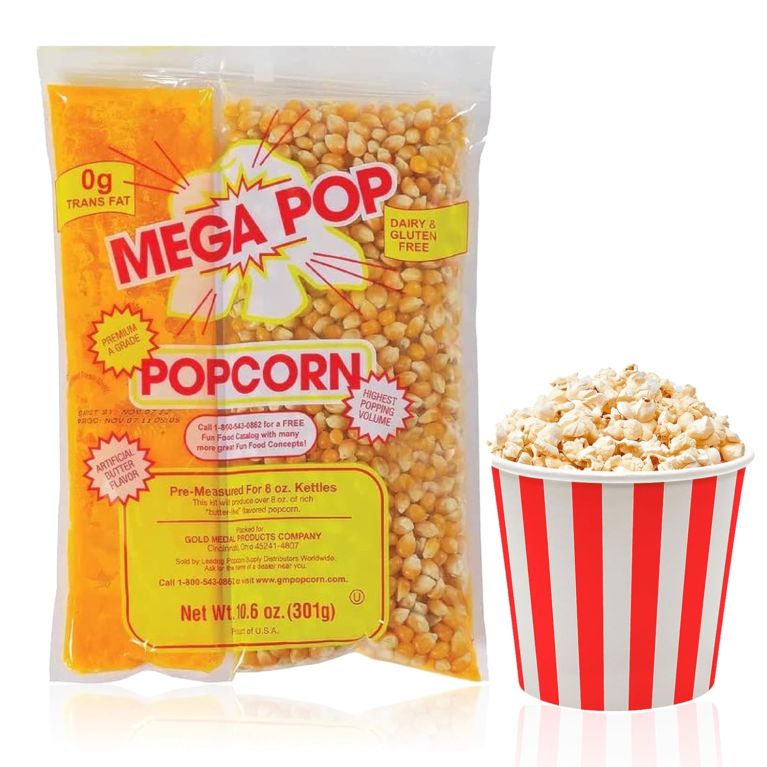 10.6 Oz Popcorn Portion Packs - Package of 6ct