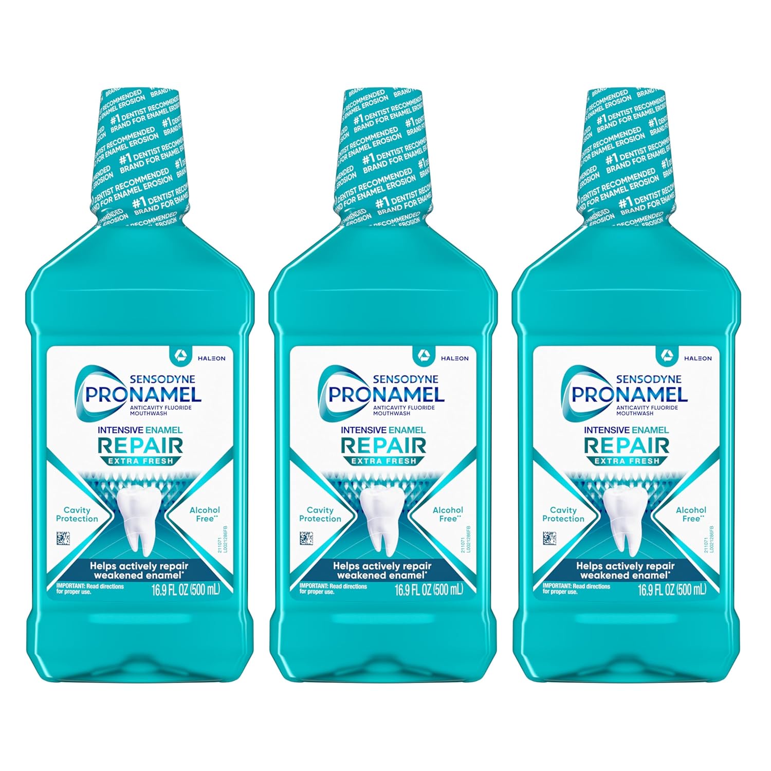 Sensodyne Pronamel Intensive Enamel Repair Alcohol-Free Mouthwash to Help Actively Repair Enamel and Protect Against Cavities, Extra Fresh, 16.9 fl oz (3 Pack)