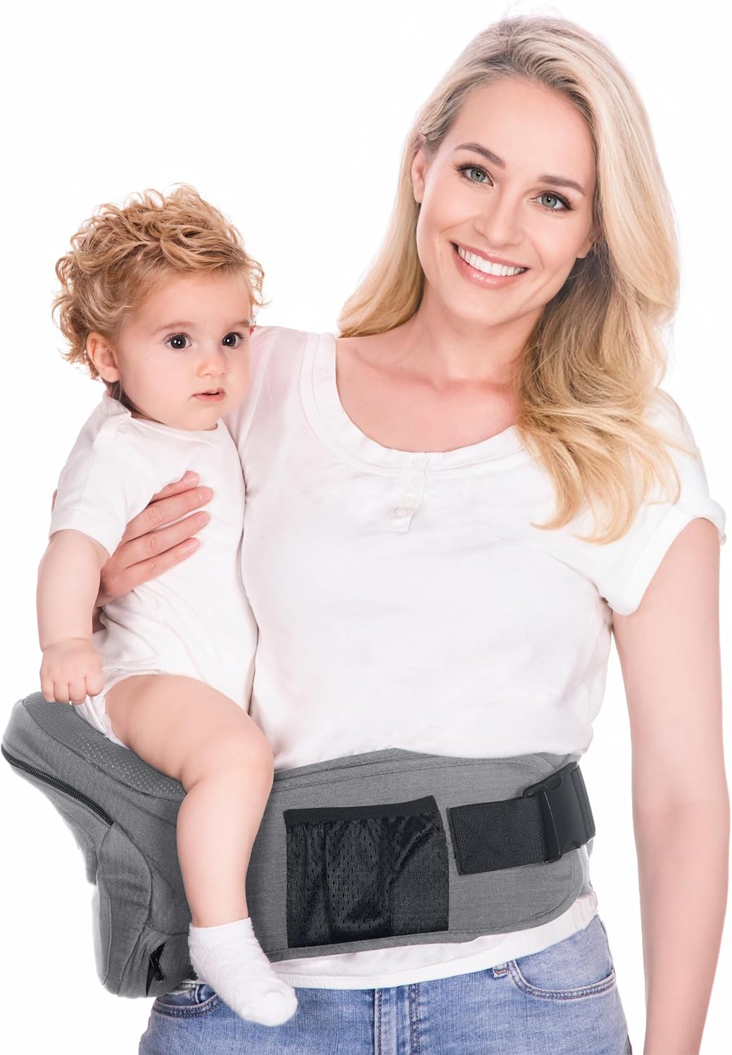 Baby Hip Carrier with Extender, Hip Seat Carrier, Grey
